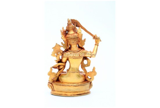 Manjushree Buddha Statue – Partly Gold Gilded & Hand-Carved