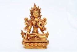 White Tara Buddha Statue – Gold Gilded & Handcrafted