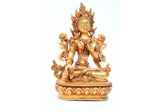 White Tara Buddha Statue – Gold Gilded & Handcrafted