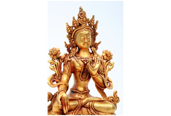White Tara Buddha Statue – Gold Gilded & Handcrafted