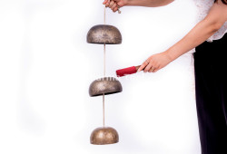Hanging Singing Bowl Chime / Wind Bell - 3 Bowl Chakra Set