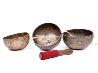 Hanging Singing Bowl Chime / Wind Bell - 3 Bowl Chakra Set