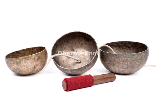 Hanging Singing Bowl Chime / Wind Bell - 3 Bowl Chakra Set