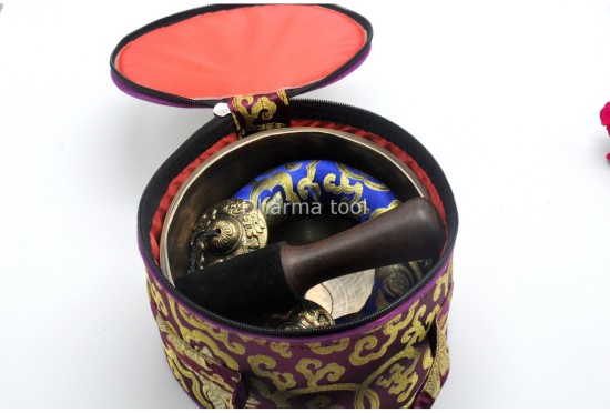 7-Inch Jhumka Full Moon Singing Bowl – Thick-Walled Healing Set with Tingsha and Chakra Bracelet