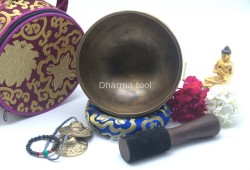 7-Inch Jhumka Full Moon Singing Bowl – Thick-Walled Healing Set with Tingsha and Chakra Bracelet