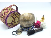 7-Inch Jhumka Full Moon Singing Bowl – Thick-Walled Healing Set with Tingsha and Chakra Bracelet