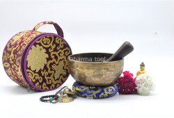 7-Inch Jhumka Full Moon Singing Bowl – Thick-Walled Healing Set with Tingsha and Chakra Bracelet