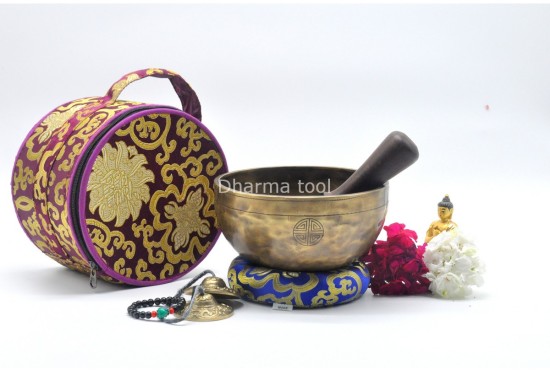 7-Inch Jhumka Full Moon Singing Bowl – Thick-Walled Healing Set with Tingsha and Chakra Bracelet
