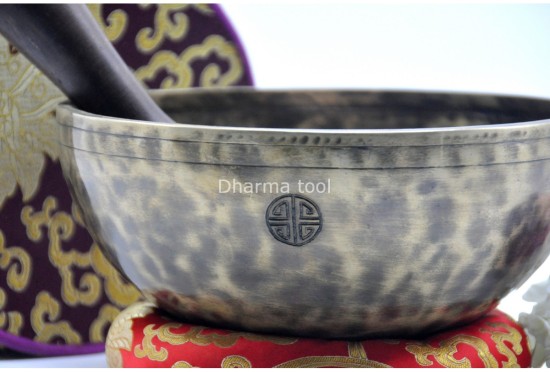 9 Inches Diameter Jhumka Full Moon Singing Bowl – Thick-Walled Healing Bowl Set with Tibetan Silk Carry Bag