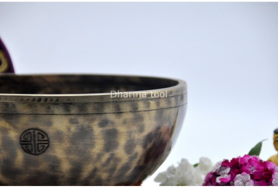 9 Inches Diameter Jhumka Full Moon Singing Bowl – Thick-Walled Healing Bowl Set with Tibetan Silk Carry Bag