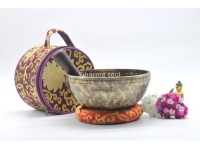 9 Inches Diameter Jhumka Full Moon Singing Bowl – Thick-Walled Healing Bowl Set with Tibetan Silk Carry Bag