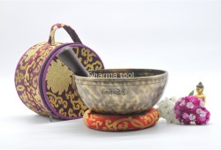9 Inches Diameter Jhumka Full Moon Singing Bowl – Thick-Walled Healing Bowl Set with Tibetan Silk Carry Bag