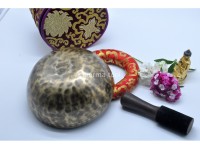 9 Inches Diameter Jhumka Full Moon Singing Bowl – Thick-Walled Healing Bowl Set with Tibetan Silk Carry Bag