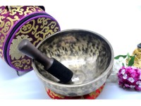 9 Inches Diameter Jhumka Full Moon Singing Bowl – Thick-Walled Healing Bowl Set with Tibetan Silk Carry Bag