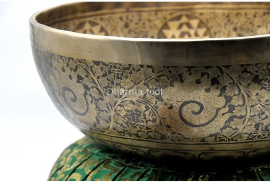 Buddha Foot Engraved Large Tibetan Singing Bowl – Fire & Tibetan Mantra