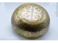 Buddha Foot Engraved Large Tibetan Singing Bowl – Fire & Tibetan Mantra