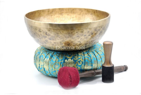 Om Engraved Extra Large Tibetan Singing Bowl – Tibetan Mantra Etched
