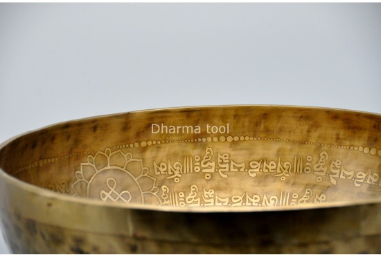 Om Engraved Extra Large Tibetan Singing Bowl – Tibetan Mantra Etched