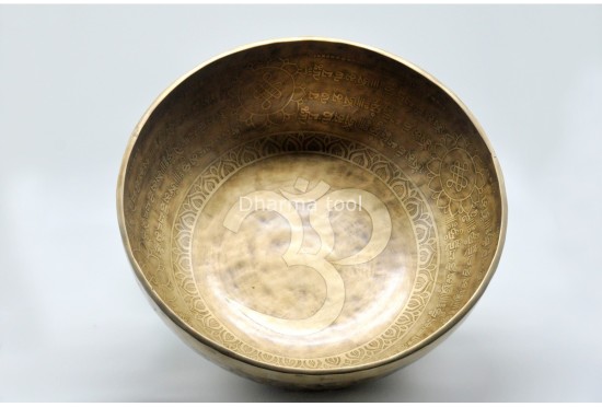 Om Engraved Extra Large Tibetan Singing Bowl – Tibetan Mantra Etched