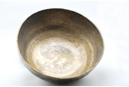 Yin Yang Engraved Large Tibetan Singing Bowl