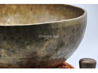 Seed of Life Mandala Carved Singing Bowl – Tibetan Mantra – Flower of Life