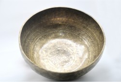 Seed of Life Mandala Carved Singing Bowl – Tibetan Mantra – Flower of Life