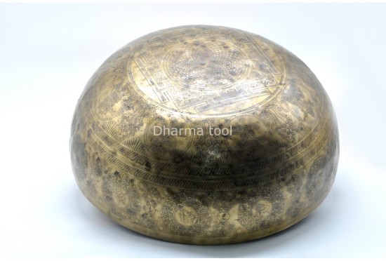 Seed of Life Mandala Carved Singing Bowl – Tibetan Mantra – Flower of Life