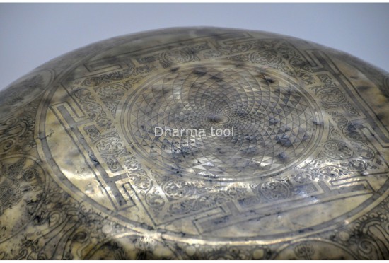 Seed of Life Mandala Carved Singing Bowl – Tibetan Mantra – Flower of Life