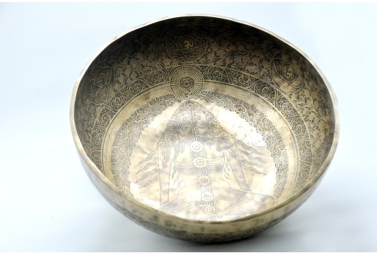 Chakra Yogi Engraved Large Tibetan Singing Bowl – 7 Chakras & Vajra