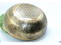 Green Tara Etched Large Tibetan Singing Bowl – Tibetan Mantras, Ashtamangala & Flower of Life