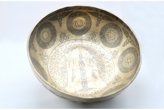 Chakra Yogi Engraved Large Tibetan Singing Bowl – 7 Chakra Symbols