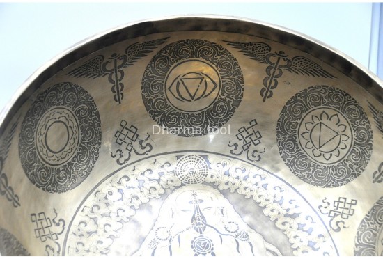 Chakra Yogi Engraved Large Tibetan Singing Bowl – 7 Chakra Symbols