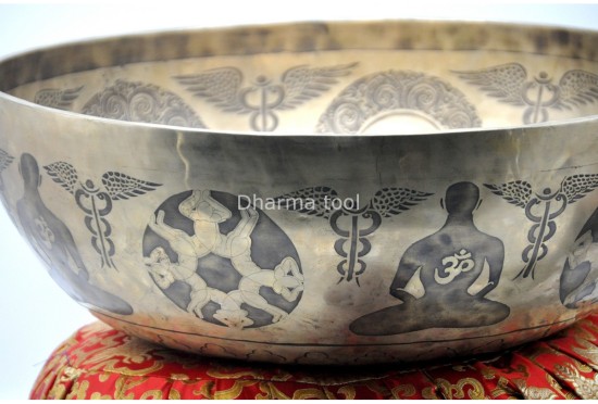 Chakra Yogi Engraved Large Tibetan Singing Bowl – 7 Chakra Symbols