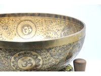 Chakra Yogi Engraved Large Tibetan Singing Bowl – Om & Mantra Etched
