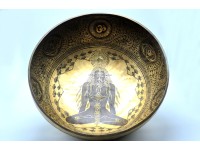 Chakra Yogi Engraved Large Tibetan Singing Bowl – Om & Mantra Etched