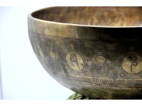 Flower of Life Engraved Large Tibetan Singing Bowl – Sacred Geometry & Mantra