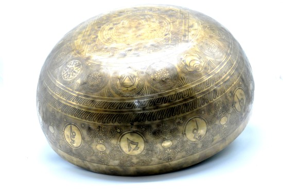 Flower of Life Engraved Large Tibetan Singing Bowl – Sacred Geometry & Mantra