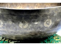 Flower of Life Engraved Large Tibetan Singing Bowl – Sacred Geometry & Mantra