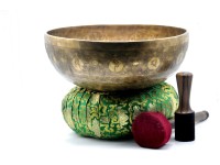 Flower of Life Engraved Large Tibetan Singing Bowl – Sacred Geometry & Mantra