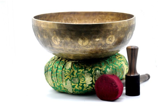 Flower of Life Engraved Large Tibetan Singing Bowl – Sacred Geometry & Mantra