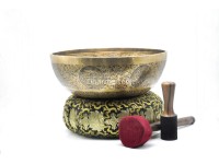 Buddha Foot Engraved Large Tibetan Singing Bowl – 7 Chakras & Shree Yantra