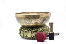 Buddha Foot Engraved Large Tibetan Singing Bowl – 7 Chakras & Shree Yantra
