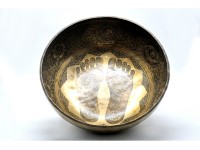 Buddha Foot Engraved Large Tibetan Singing Bowl – 7 Chakras & Shree Yantra