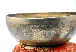 Buddha Engraved Large Tibetan Singing Bowl – Mantra & Mandala