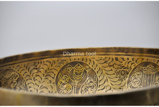 Buddha Engraved Large Tibetan Singing Bowl – Mantra & Mandala