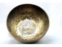 Buddha Engraved Large Tibetan Singing Bowl – Mantra & Mandala