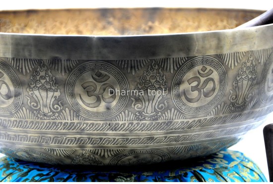 Shiva Engraved Extra Large Tibetan Singing Bowl – Nataraja, Shree Yantra & Om