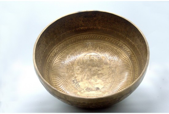 Shiva Engraved Extra Large Tibetan Singing Bowl – Nataraja, Shree Yantra & Om