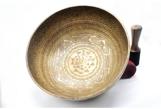 Shree Yantra Carved Singing Bowl – Extra Large Handmade Singing bowl