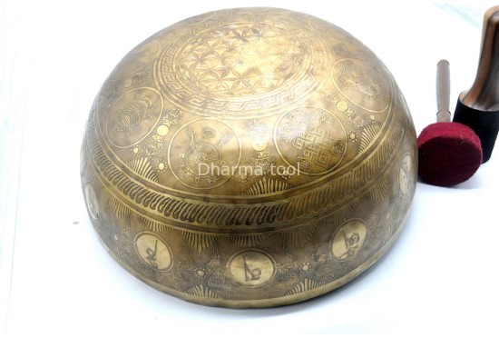 Shree Yantra Carved Singing Bowl – Extra Large Handmade Singing bowl